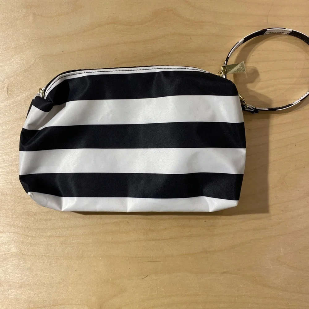 Ju-Ju-Be Classic Black and White Striped Cosmetic Bag (QE)